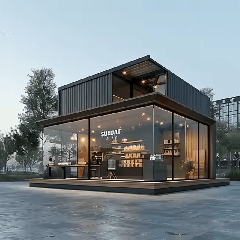 Casa pré-fabricada de contêineres para lojas