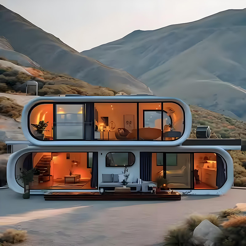 Casas móveis de cápsula espacial, casas modulares de contêineres
