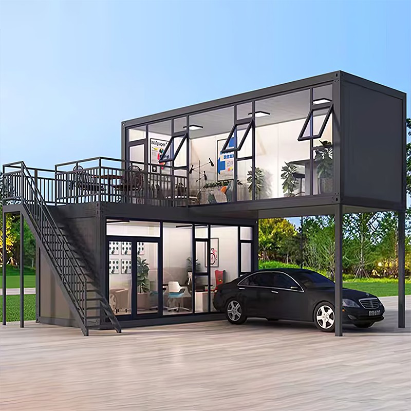 Casa de contêiner de vidro de dois andares