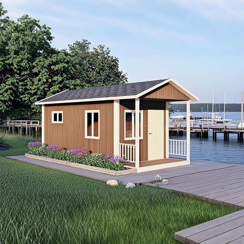 Casa de contêiner removível com telhado inclinado